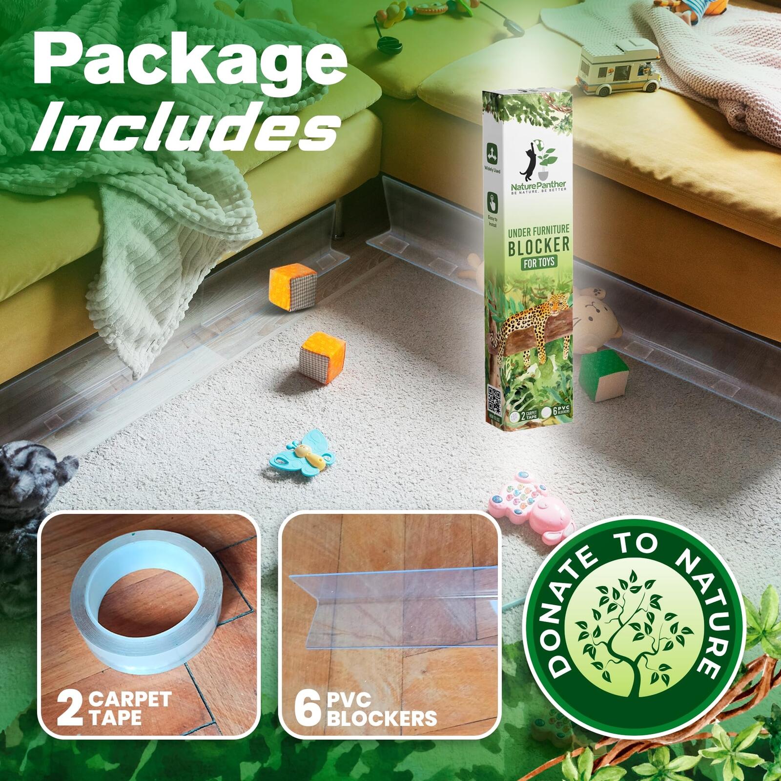 NaturePanther Blocker Under Furniture for Pet Toys Sustainable 6PCs - Under Bed