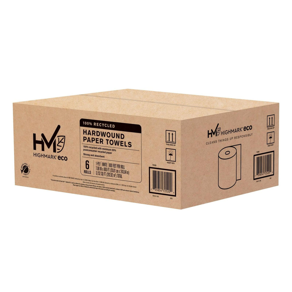 Highmark® Hardwound 1-Ply Paper Towels, 800' Per Roll, Pack Of 6 Rolls