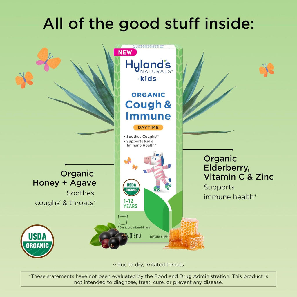 Hyland's Kids Daytime Organic Cough Syrup and Immune Support with Agave,
