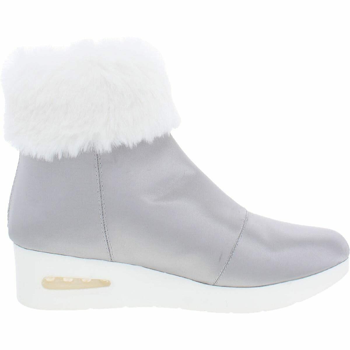 DKNY Women's Wedge Heel Ankle Boot, Silver/White ABRI, 5