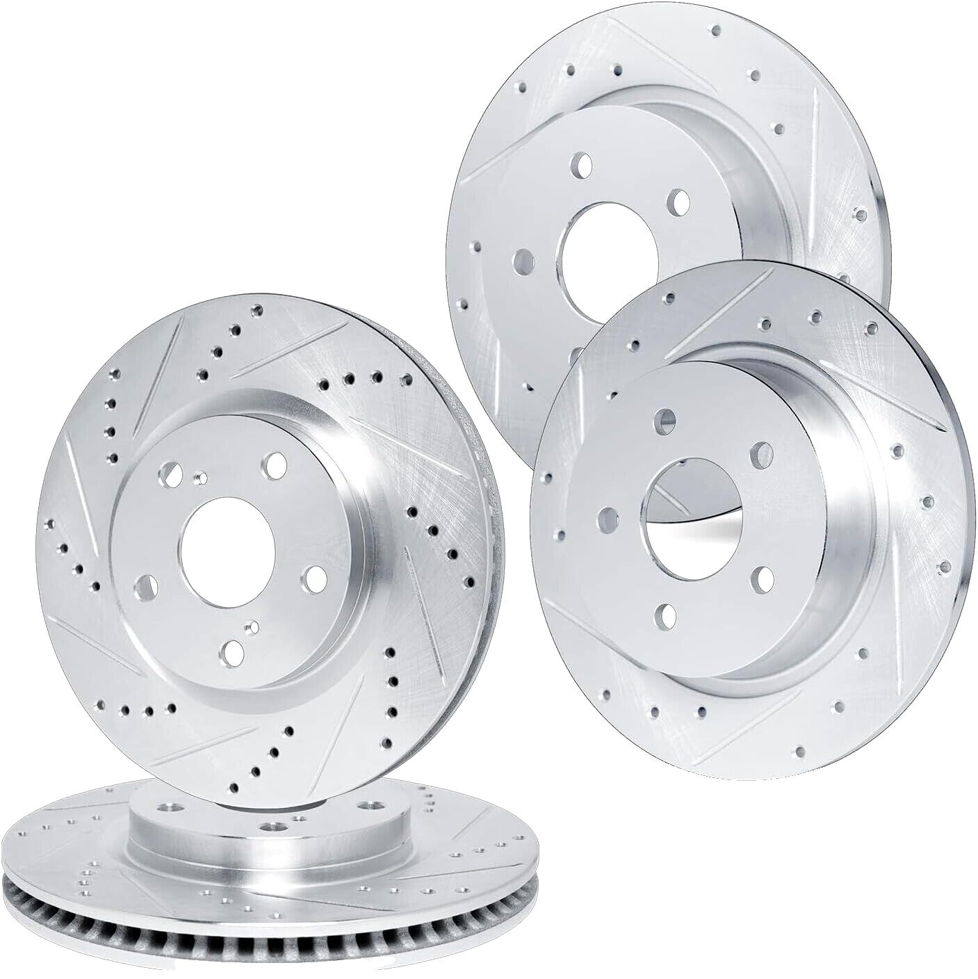 R1 Concepts eLINE Front Rear Drilled Slotted Brake Rotors Set