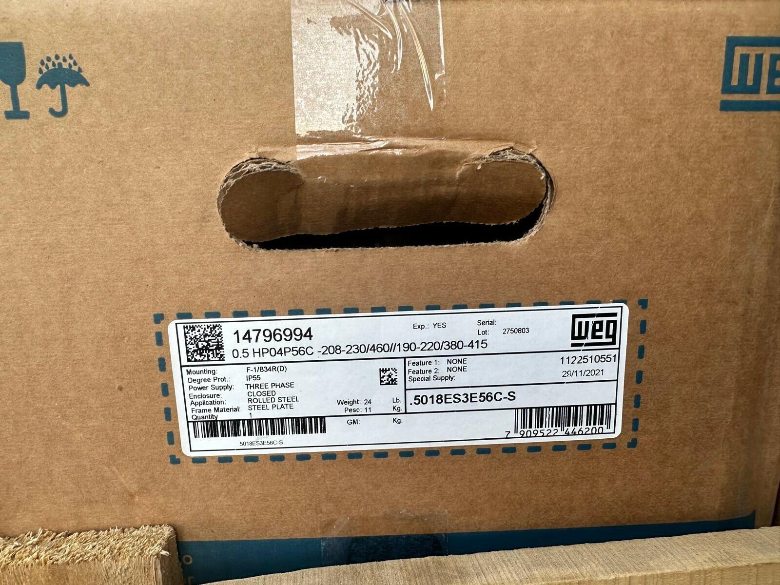 WEG 5018ES3E56C-S WEGMOTOR MOTOR 0.5HP 4P 56C WCF2