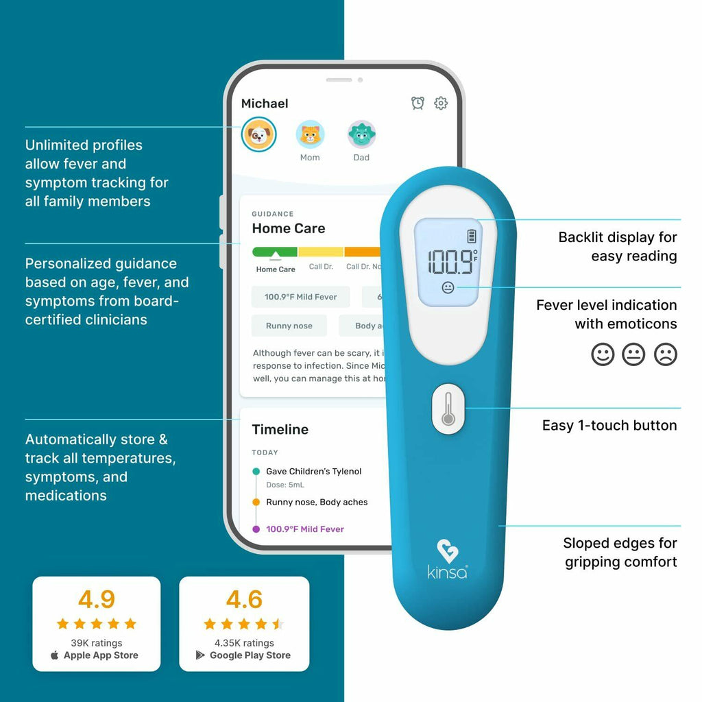 Kinsa QuickScan Smart Thermometer - No-Touch, Contactless Digital Forehead