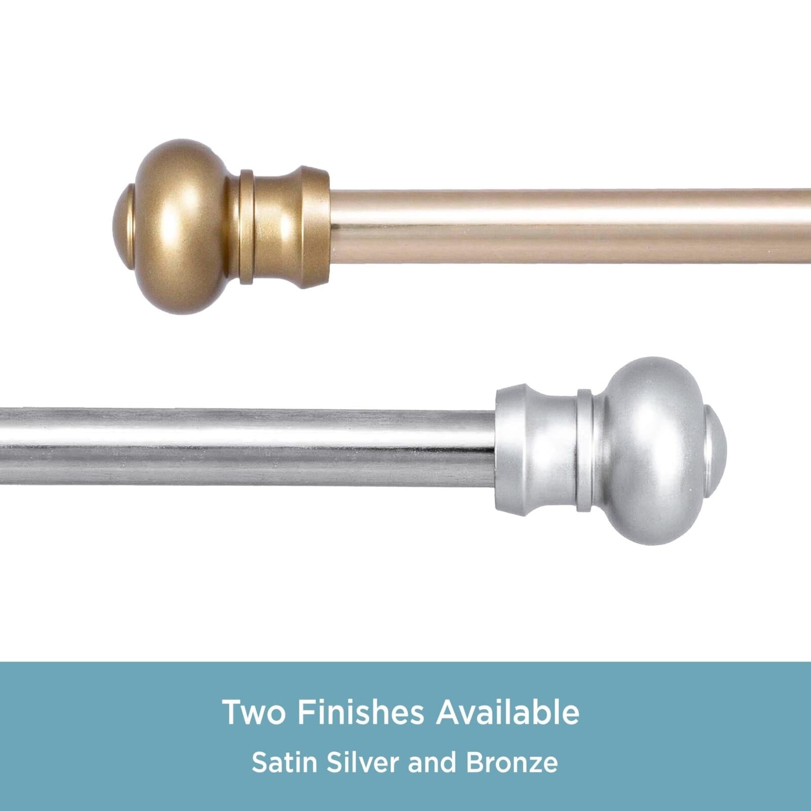 Kenney 7/16” Ashby Café Window Curtain Rod, Bronze, 28-48”