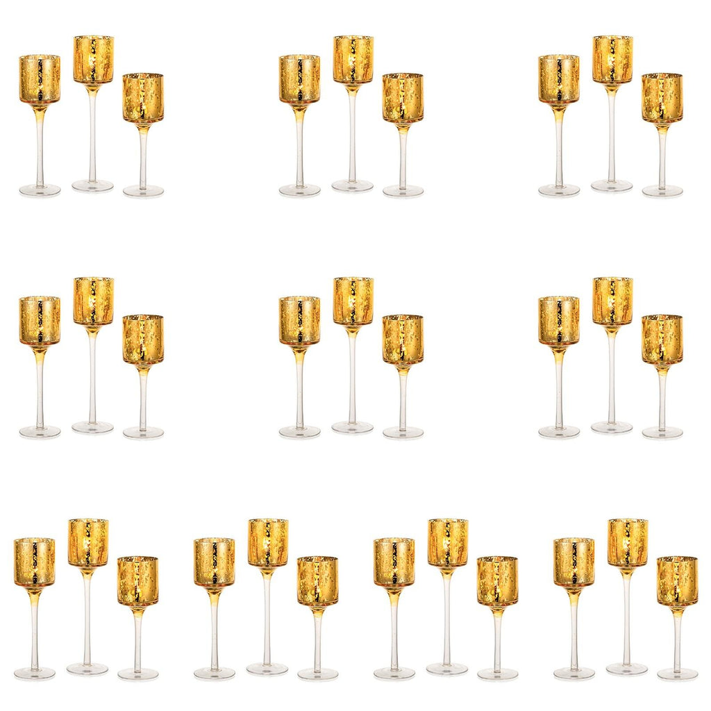 Nuptio 30 Pcs Glass Tealight Holders Gold Glass Candle Holders Bulk for Tea