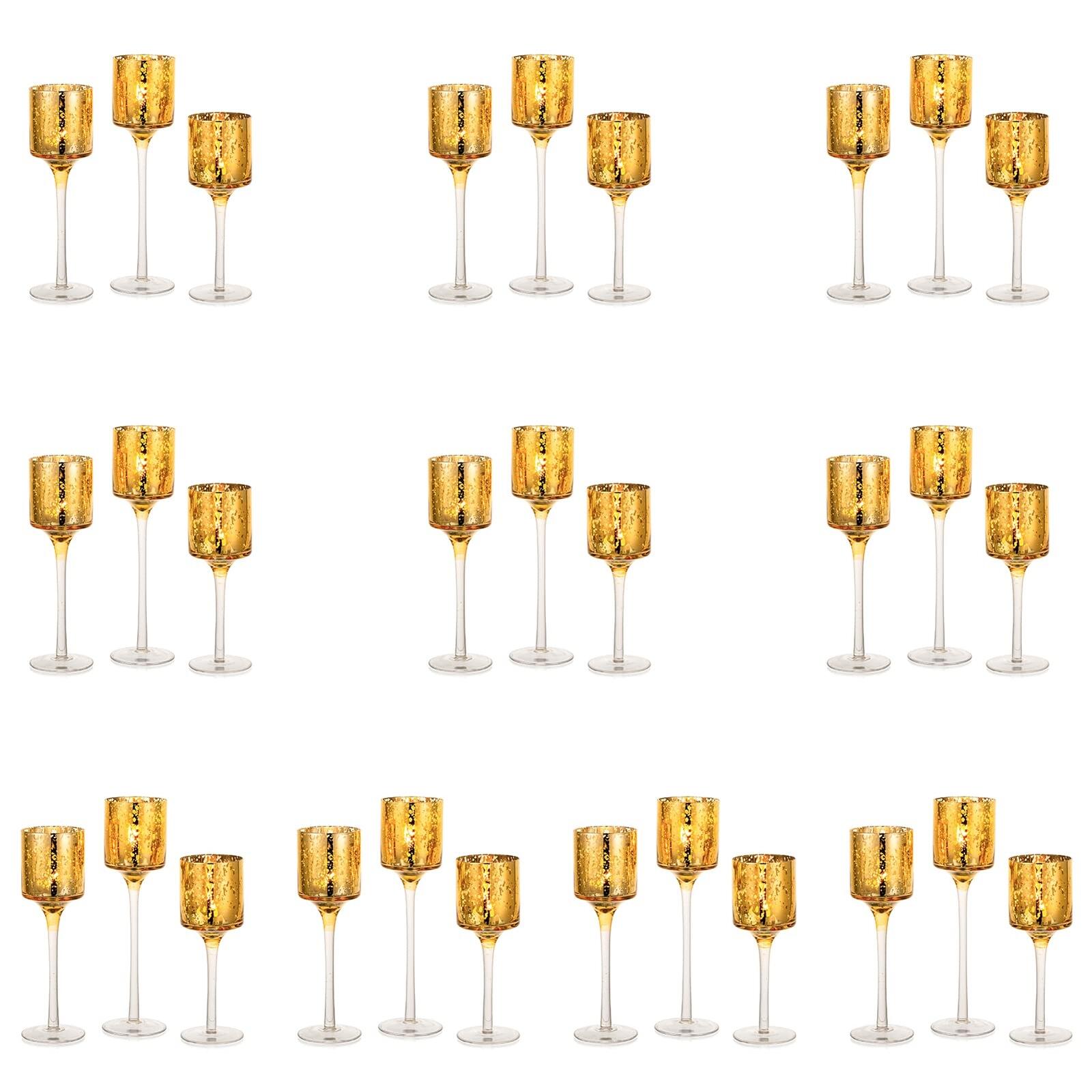 Nuptio 30 Pcs Glass Tealight Holders Gold Glass Candle Holders Bulk for Tea