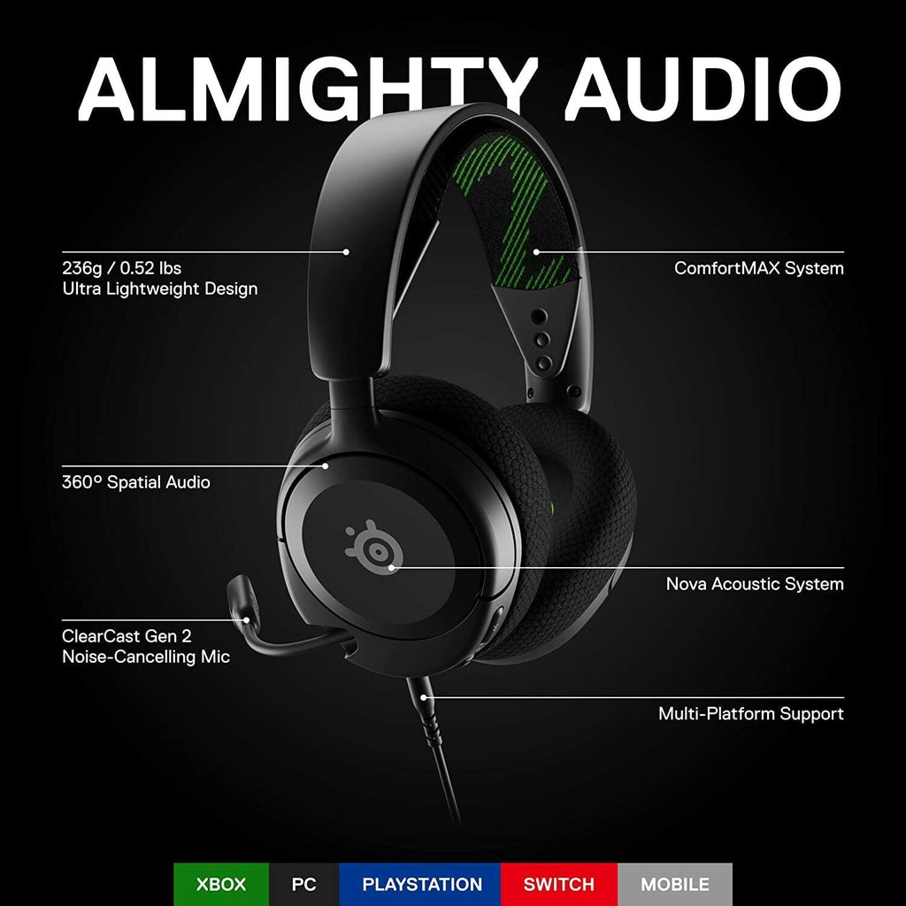 SteelSeries Arctis Nova 1X Wired 3.5mm AUX Gaming Headset for Xbox, PC,