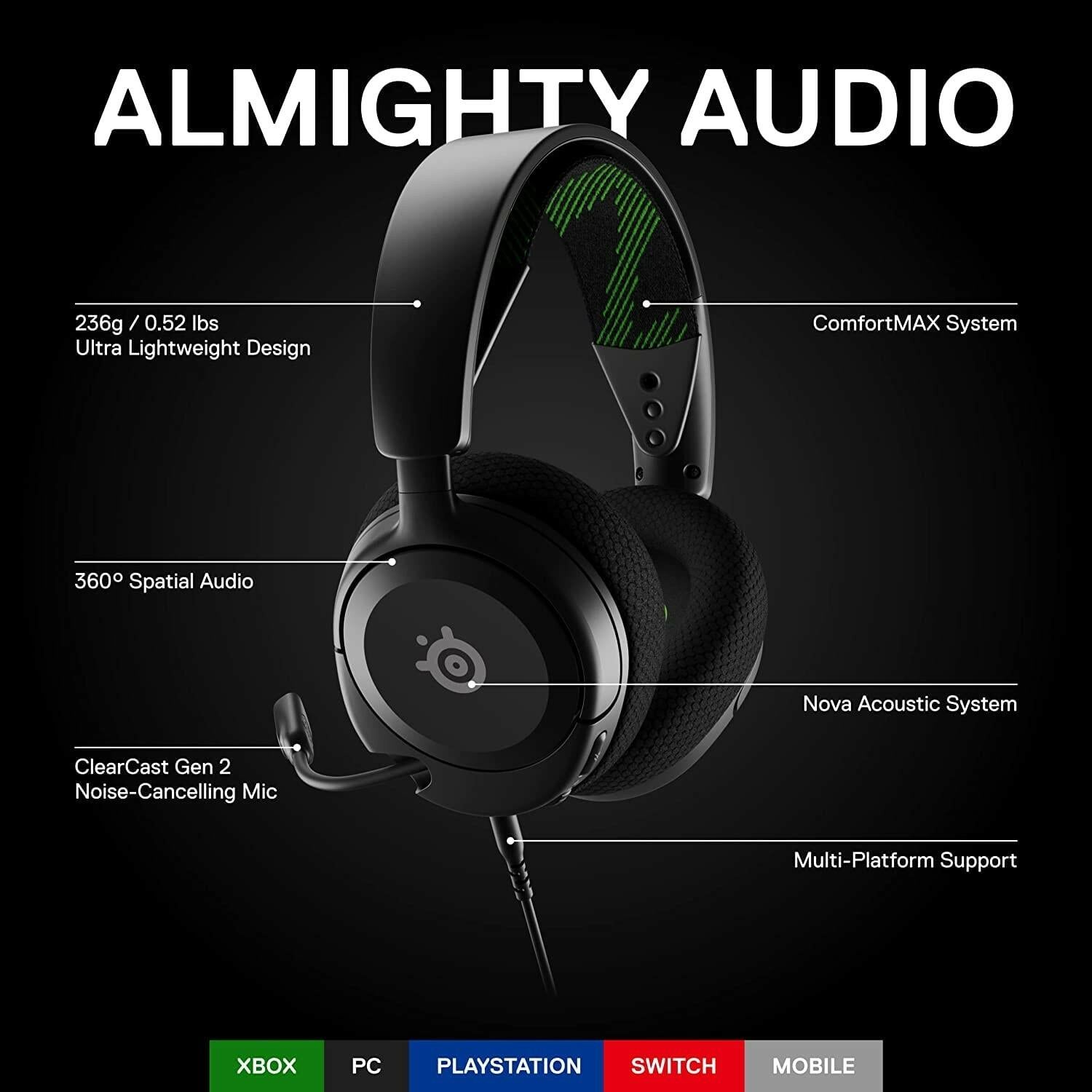SteelSeries Arctis Nova 1X Wired 3.5mm AUX Gaming Headset for Xbox, PC,