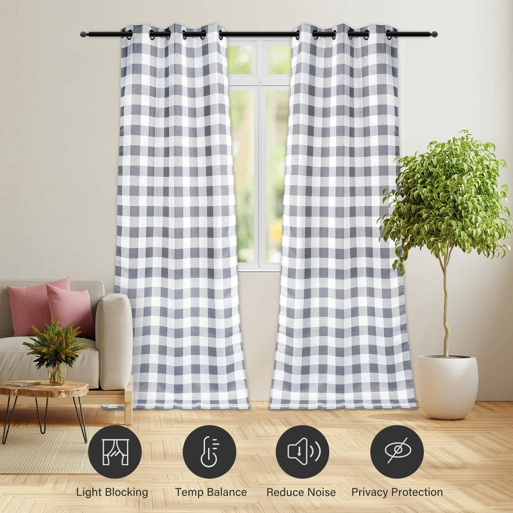 Simple Deluxe Buffalo Plaid Blackout Curtains Panels for Living Room, Bedroom