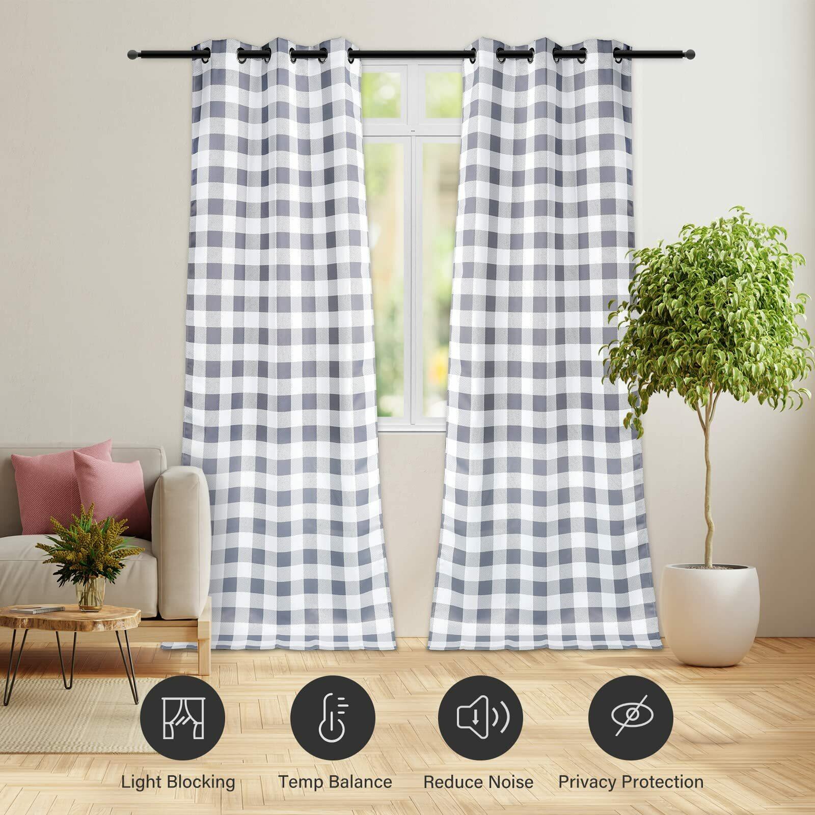 Simple Deluxe Buffalo Plaid Blackout Curtains Panels for Living Room, Bedroom
