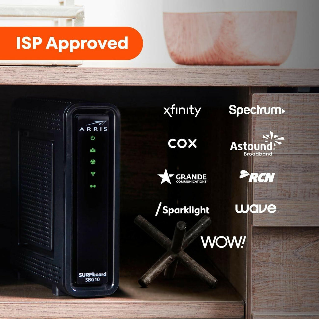 ARRIS (SBG10) - Cable Modem Router Combo - DOCSIS 3.0 16 x 4 Gigabit & AC1600