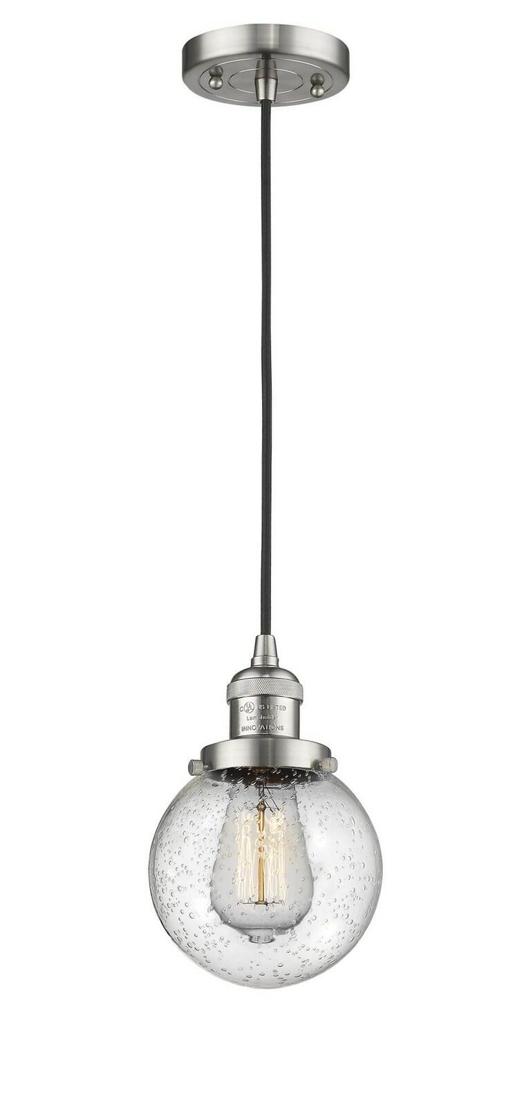 Innovations 201C-SN-G204-6 1 Light Mini Pendant, Brushed Satin Nickel