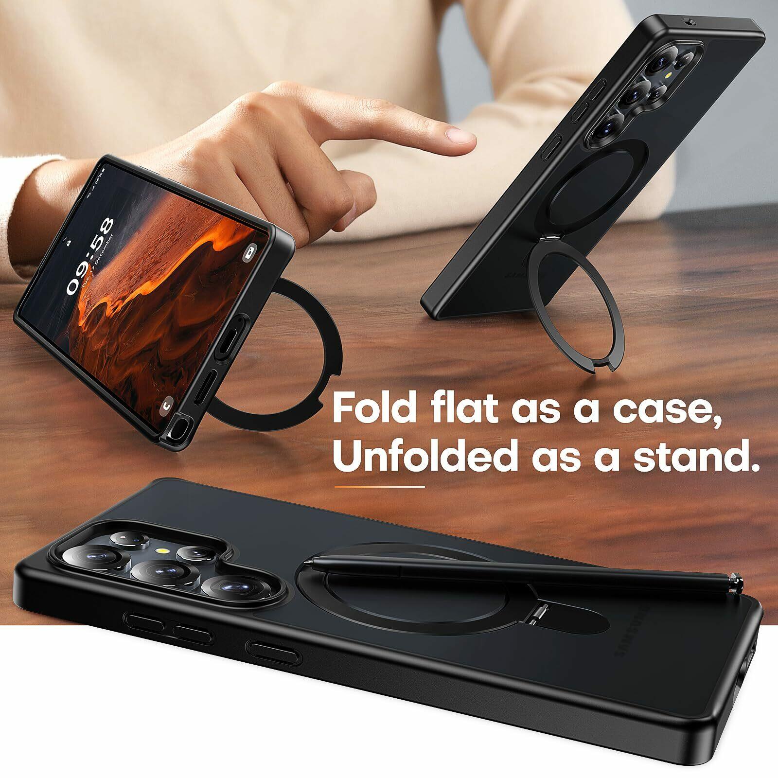 TAURI for Samsung Galaxy S25 Ultra Case with Kickstand, Compatible with MagSafe,