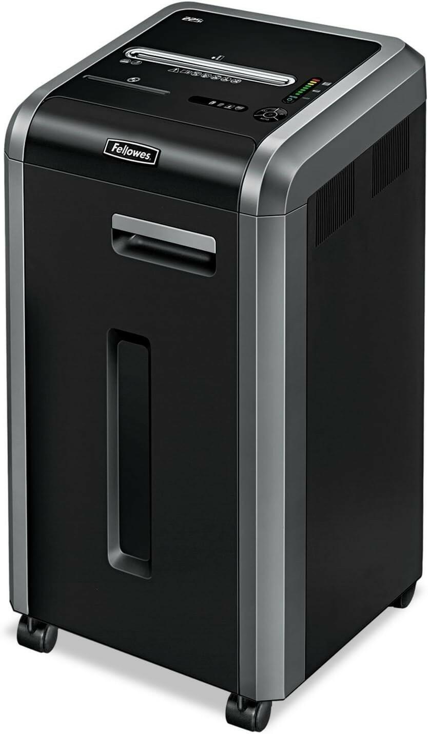 Fellowes Powershred 225i Strip-Cut Shredder 22-Sheet 100% Jam Proof Black/Silver