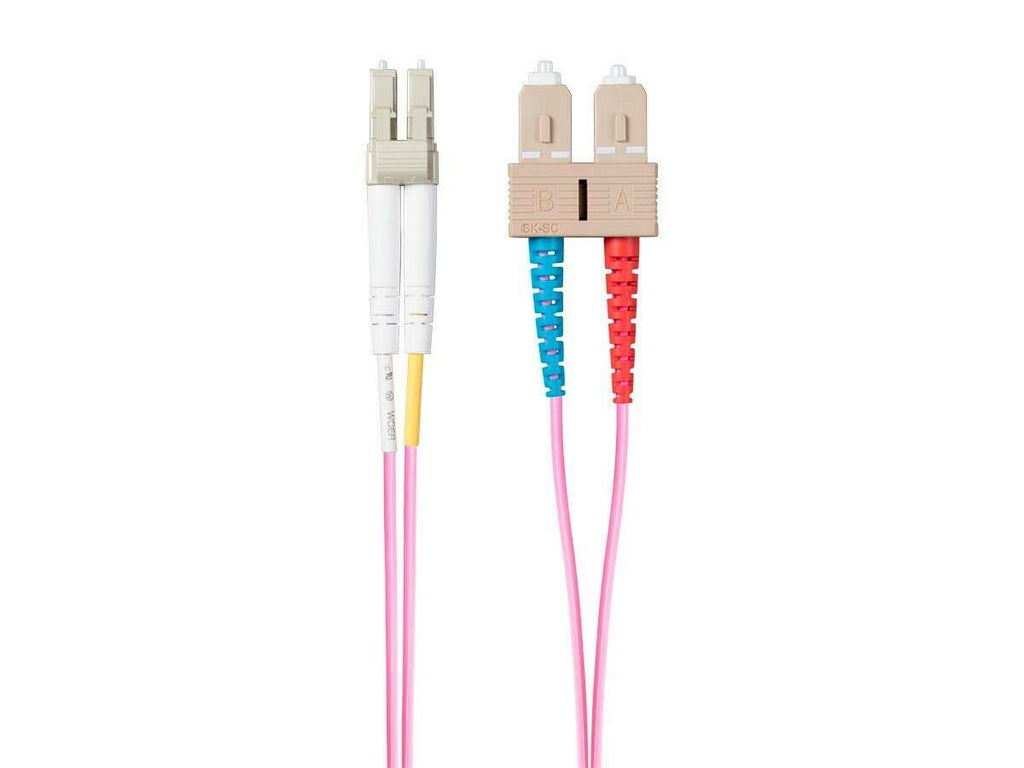Monoprice Fiber Optic Cable - 2 Meter - Purple | OM4, LC/ST, Multi Mode Duplex,