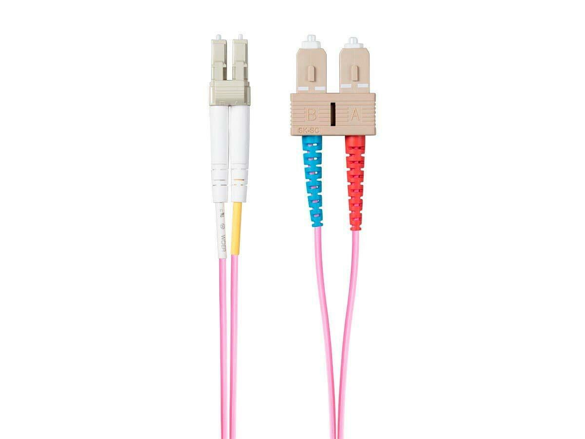 Monoprice Fiber Optic Cable - 2 Meter - Purple | OM4, LC/ST, Multi Mode Duplex,