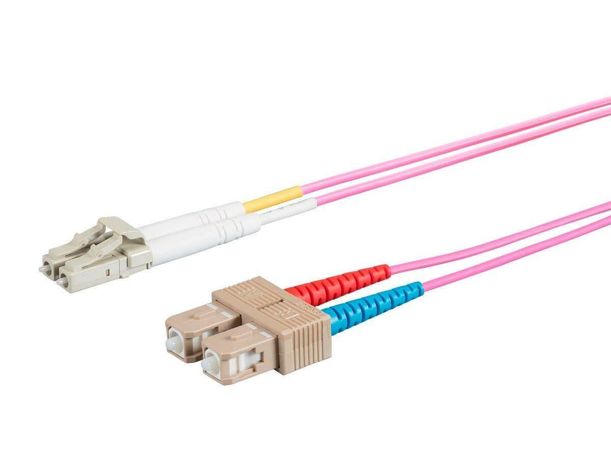 Monoprice Fiber Optic Cable - 2 Meter - Purple | OM4, LC/ST, Multi Mode Duplex,