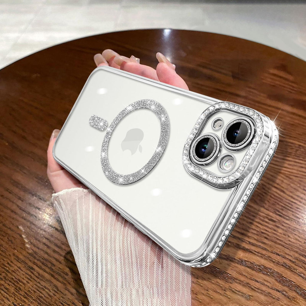 MZELQ Compatible with iPhone 15 Plus Case Plating Electroplate Magnetic [Support