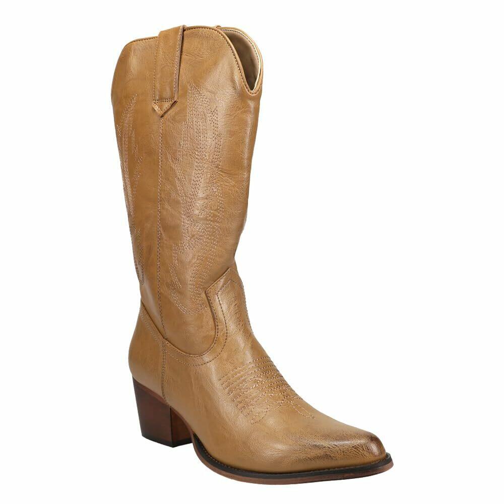 ROPER Nettie Burnished Tan Faux Leather Vamp & Shaft 10 M