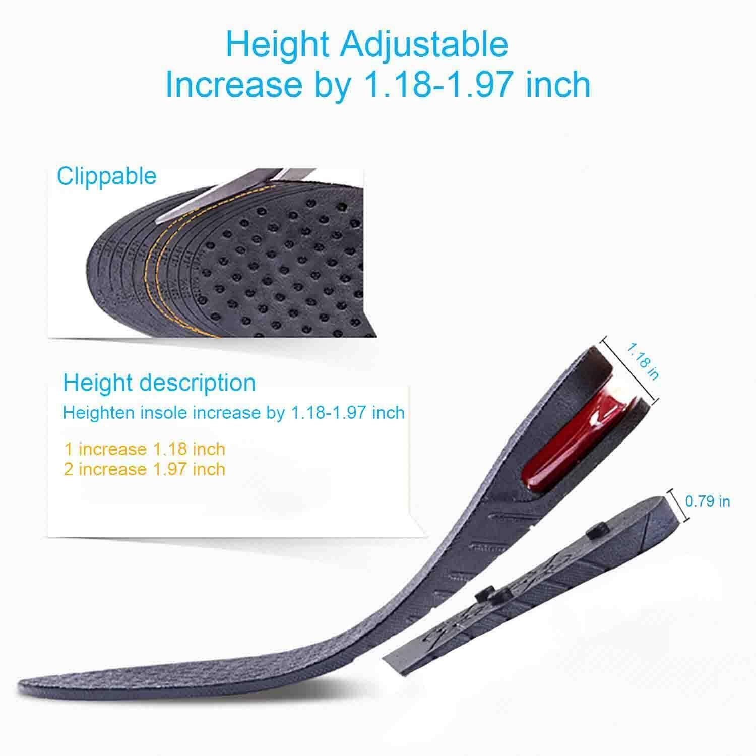 Height Increase Insoles Air Cushion Taller Insole, Shoe Lift Elevator,2 Layer