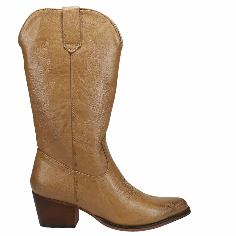 ROPER Nettie Burnished Tan Faux Leather Vamp & Shaft 10 M