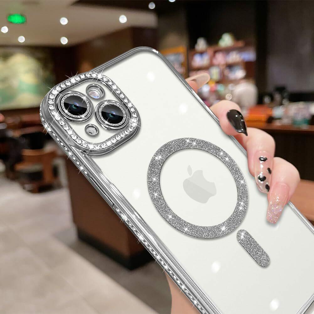 MZELQ Compatible with iPhone 15 Plus Case Plating Electroplate Magnetic [Support