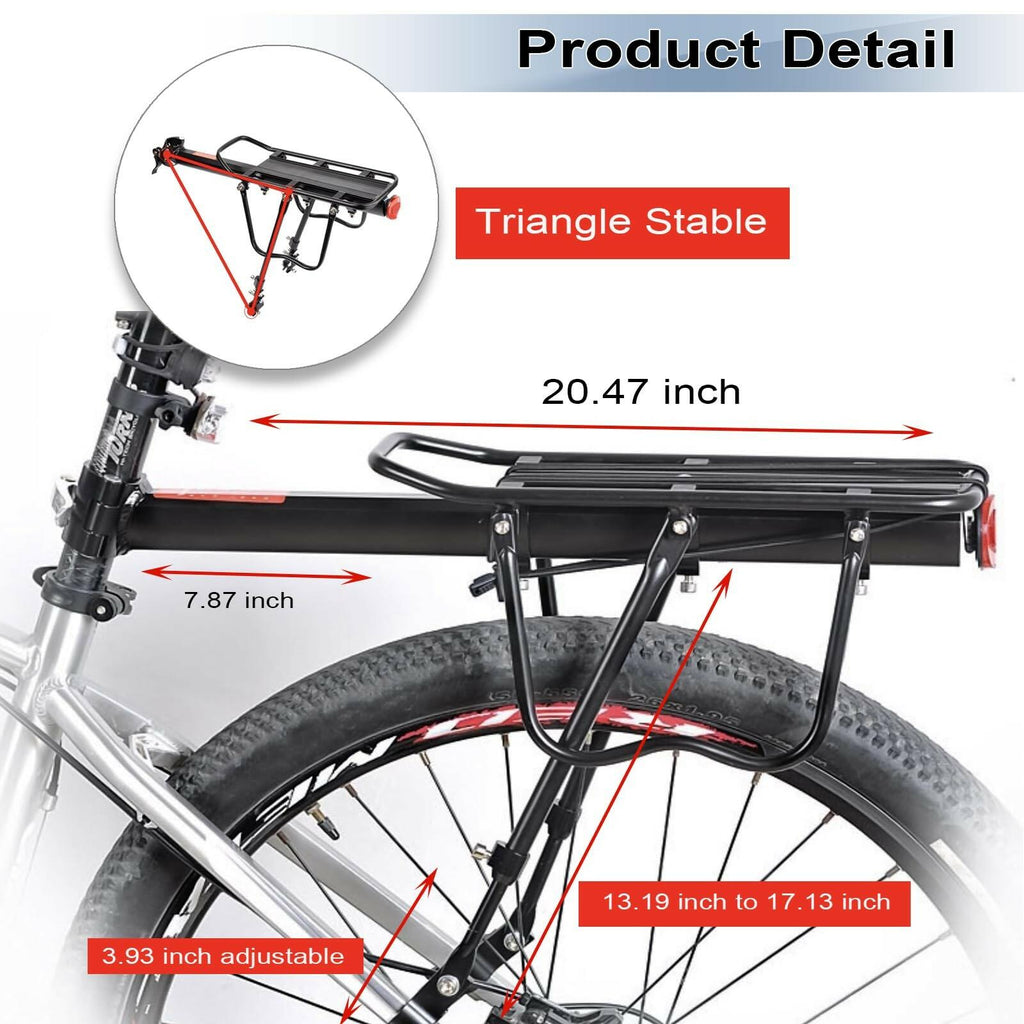 Bike Rear Cargo Rack - Adjustable Bicycle Trunk Pannier Back Rack with Fender