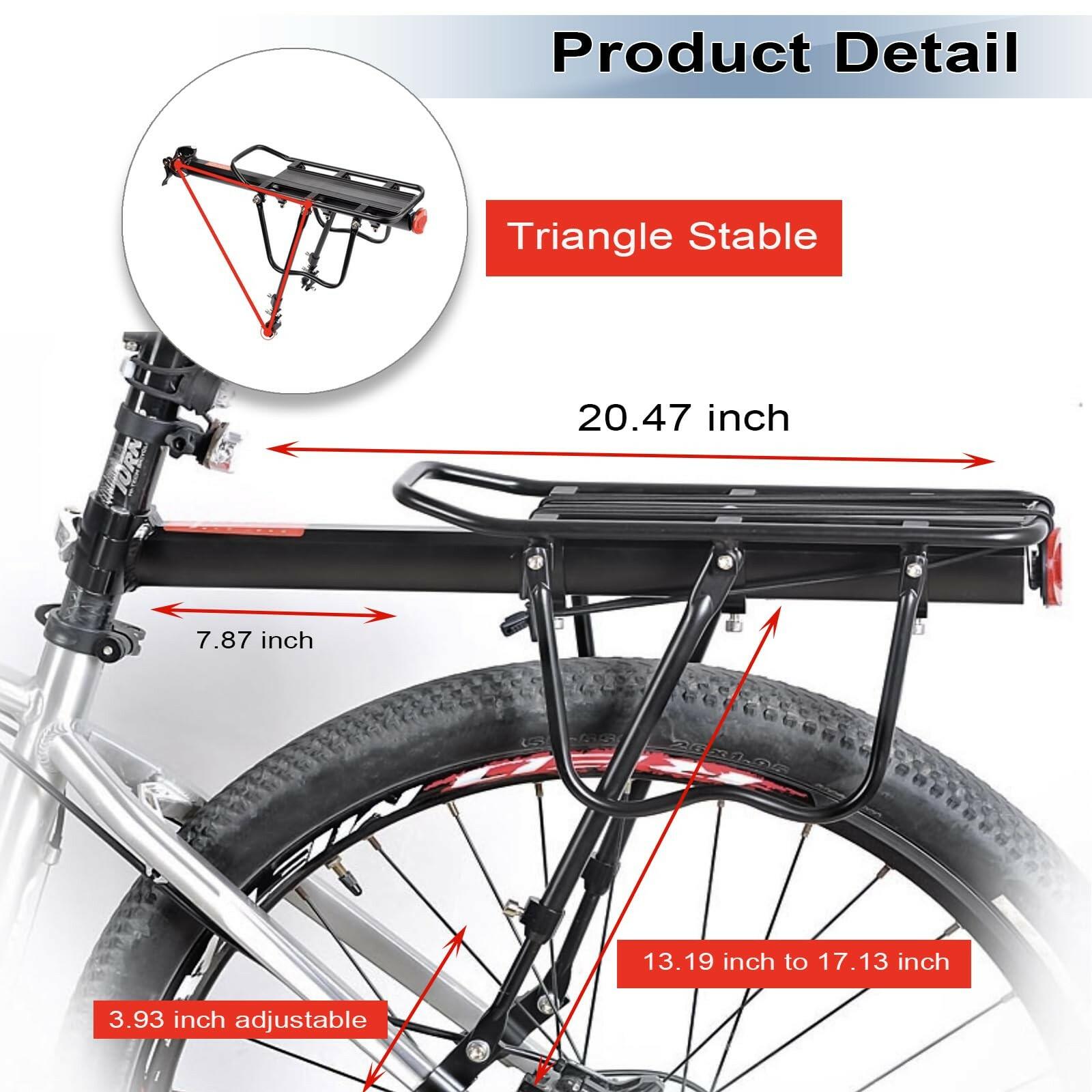 Bike Rear Cargo Rack - Adjustable Bicycle Trunk Pannier Back Rack with Fender