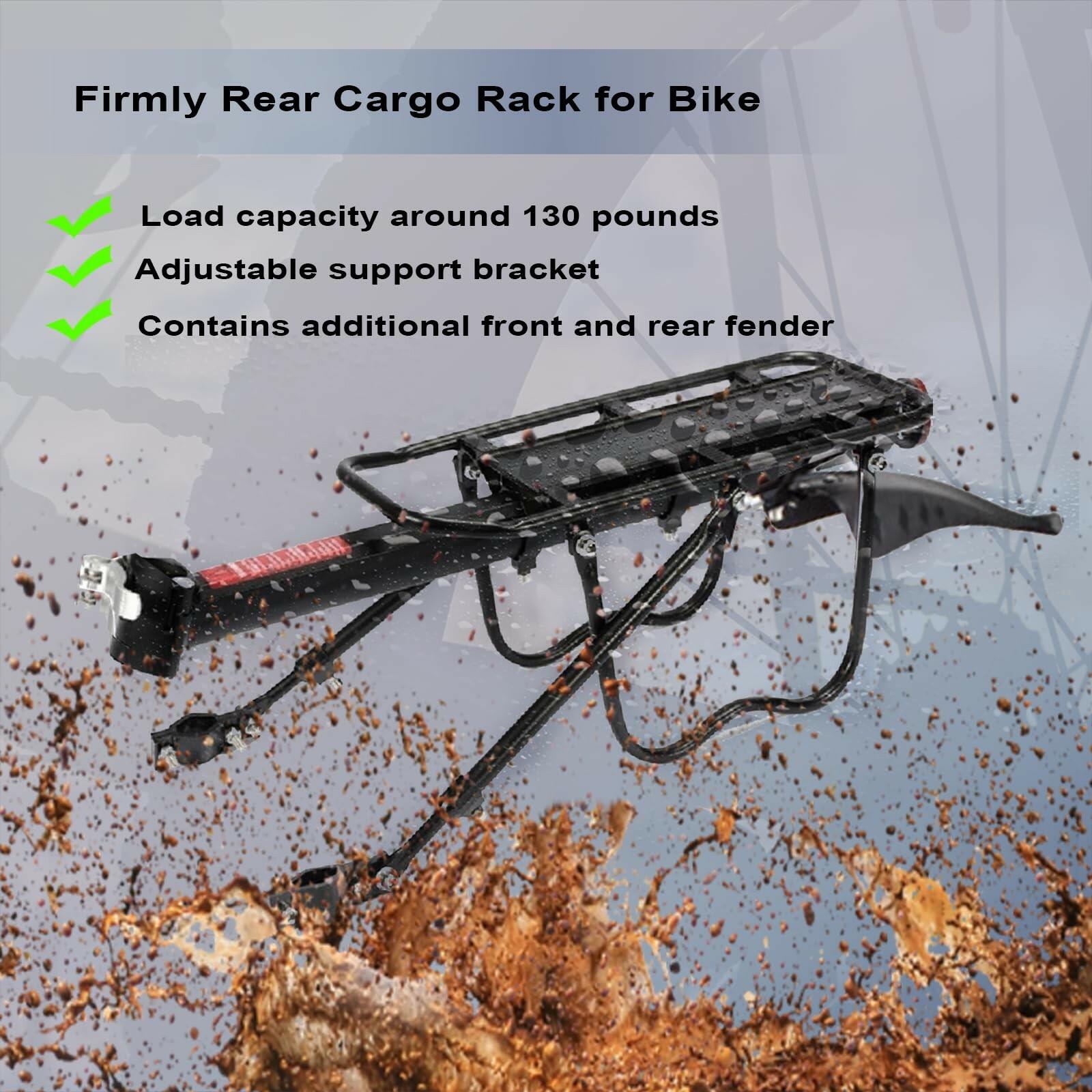 Bike Rear Cargo Rack - Adjustable Bicycle Trunk Pannier Back Rack with Fender