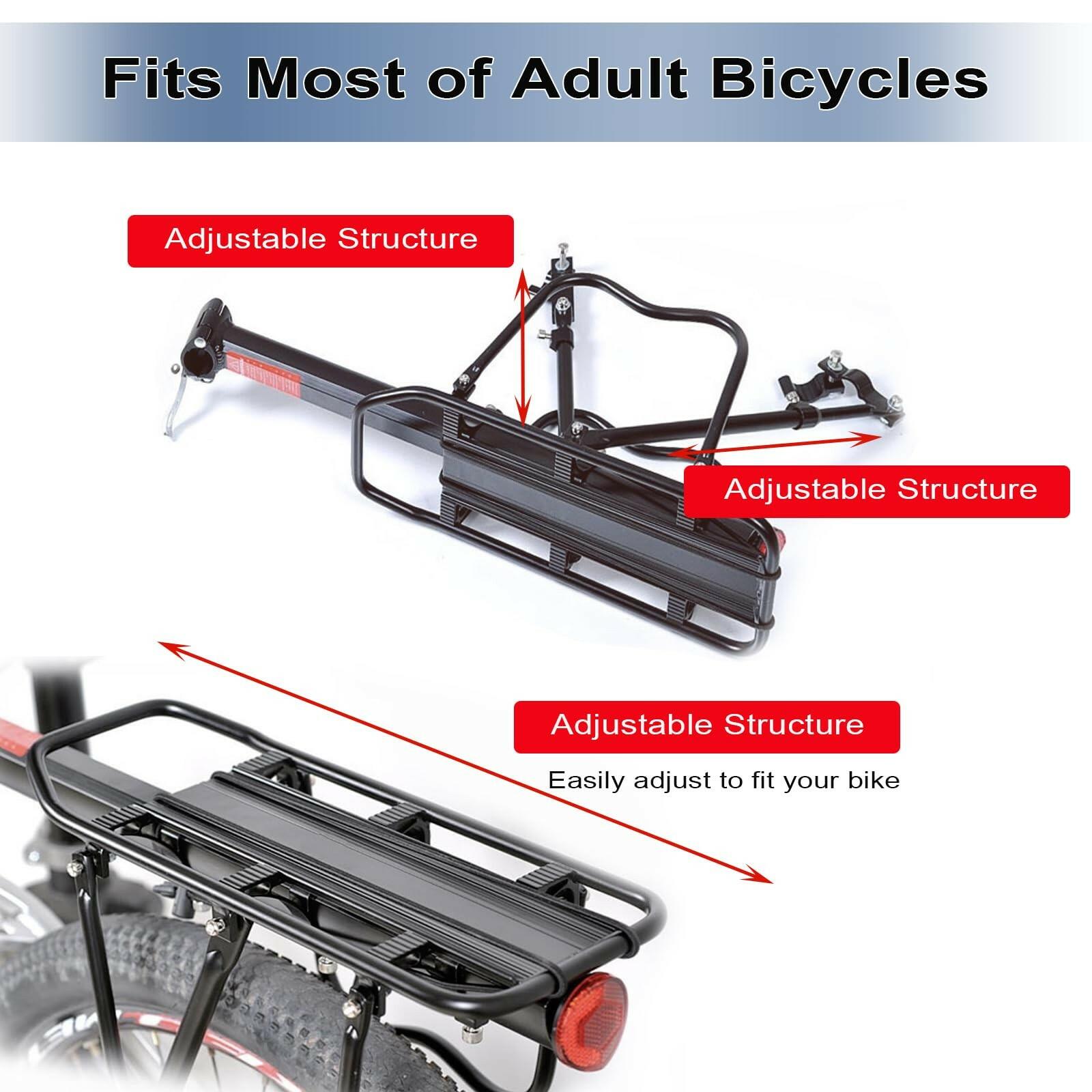 Bike Rear Cargo Rack - Adjustable Bicycle Trunk Pannier Back Rack with Fender