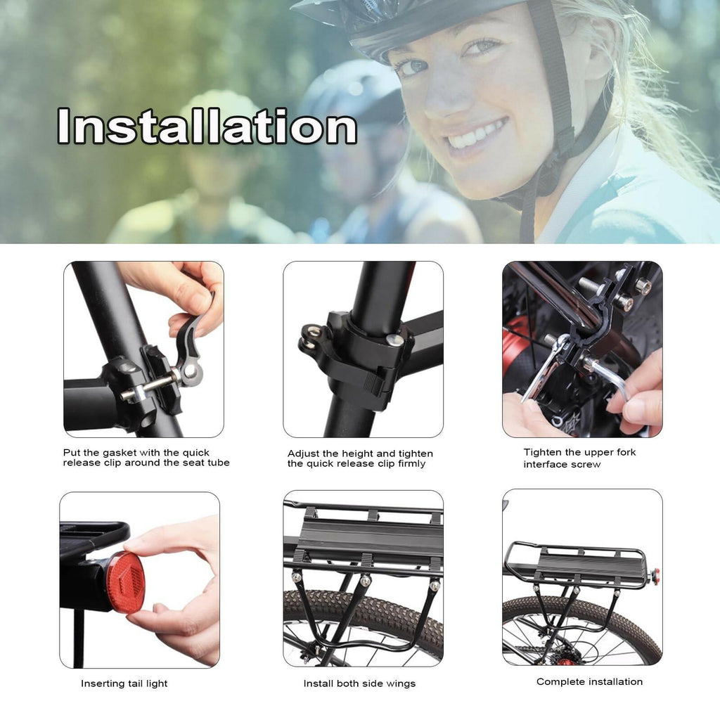 Bike Rear Cargo Rack - Adjustable Bicycle Trunk Pannier Back Rack with Fender