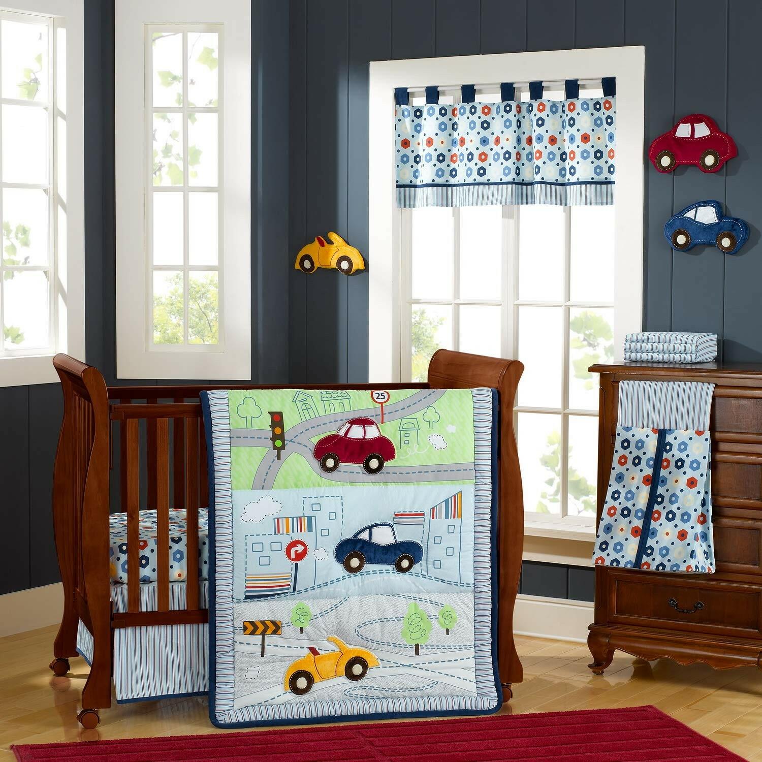 My Little Town 4-Piece Nursery Crib Bedding Set for Newborn Baby Infant