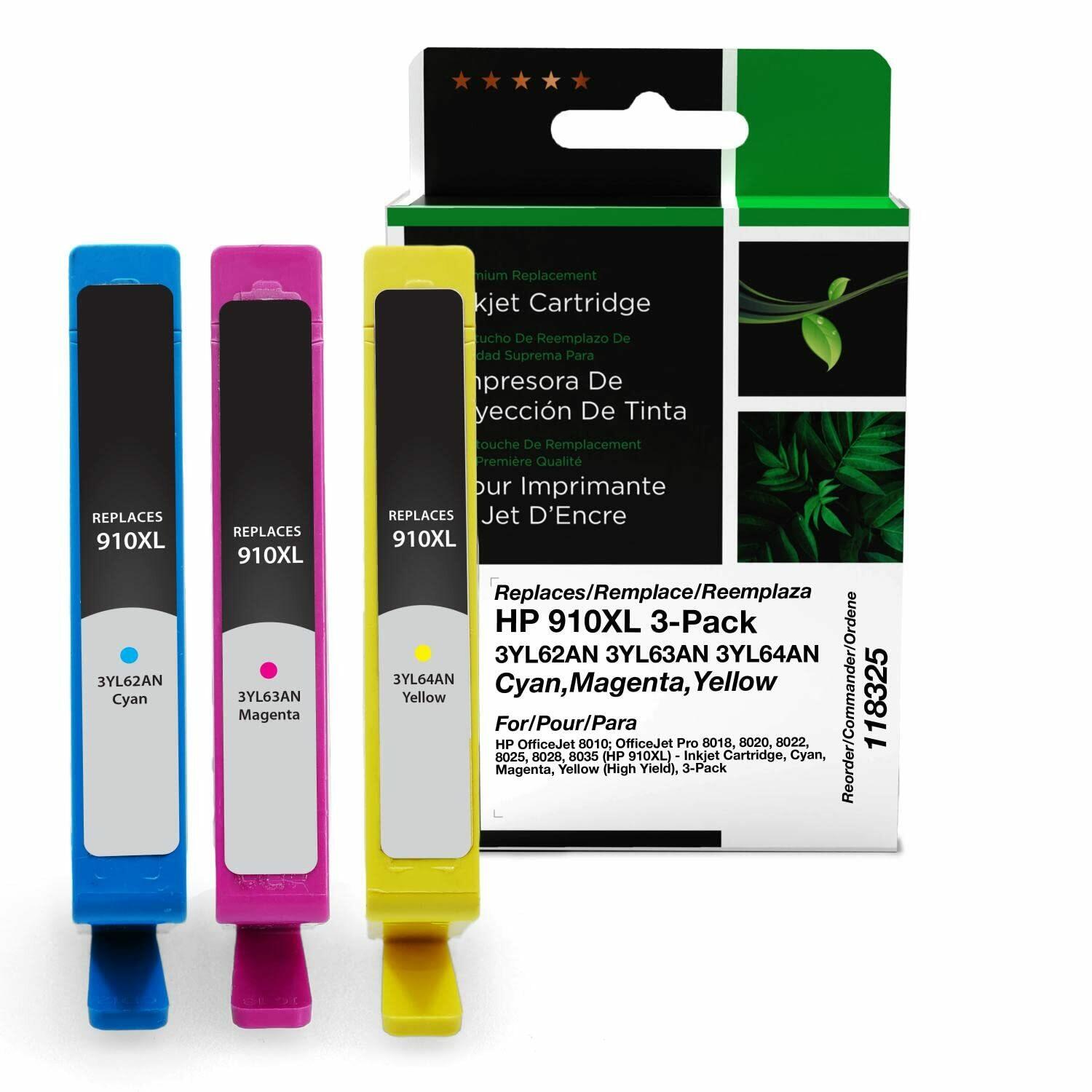 Clover High Yield Ink Cartridges Replacement for HP 910XL | Cyan, Magenta,