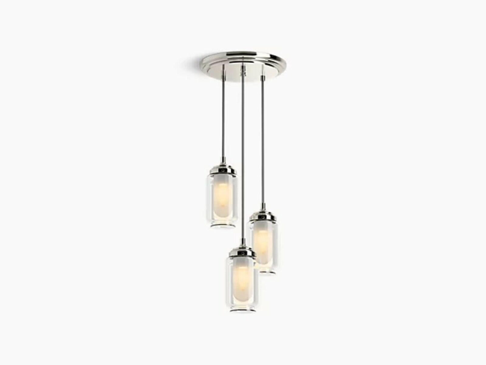 Kohler 22655-PE03-SNL Artifacts Fixture, Pendant Lighting for Kitchen Island,
