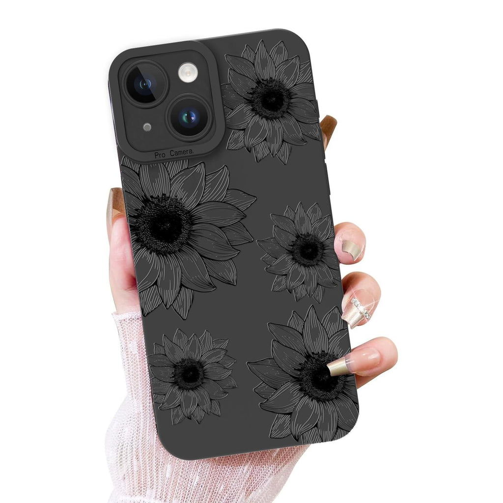 OOK Floral case for iPhone 15 Case, Cute Sunflower Floral Blooms Design Soft TPU