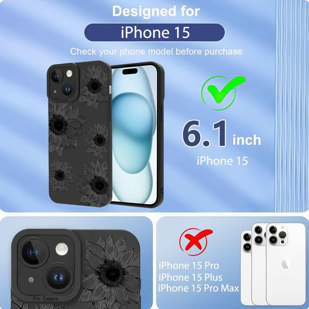 OOK Floral case for iPhone 15 Case, Cute Sunflower Floral Blooms Design Soft TPU