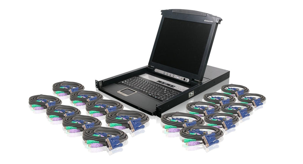 IOGEAR Rackmount 16-Port KVM Switch Console 17" TFT LCD Active Matrix