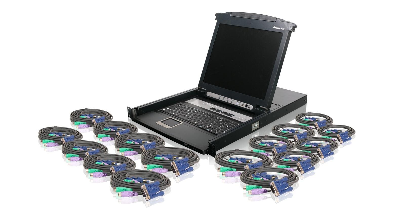 IOGEAR Rackmount 16-Port KVM Switch Console 17" TFT LCD Active Matrix