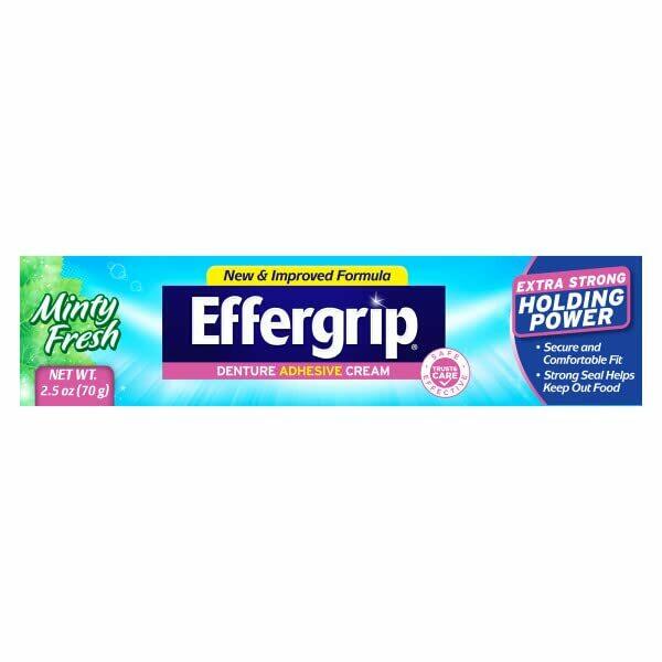 Lot Of  100 Effergrip Denture Adhesive Cream Extra Strong Holding Power 2.5 oz.