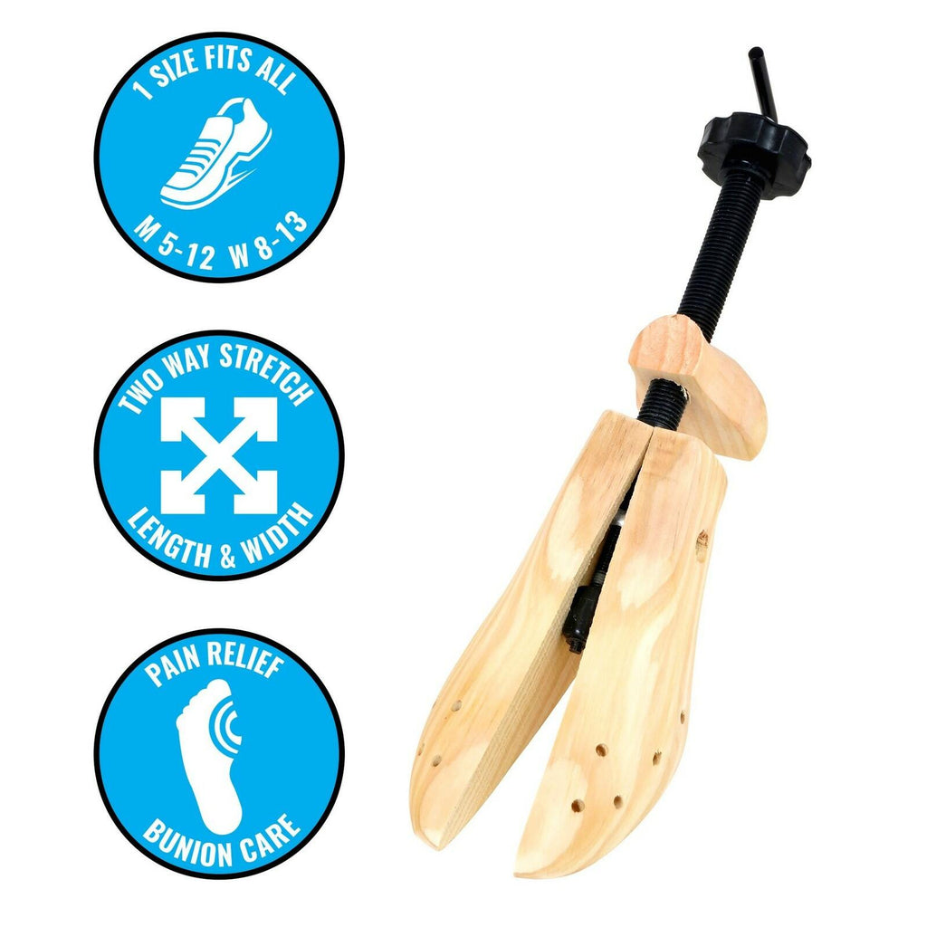 Plixio Pair of Wooden Two-Way Adjustable Shoe Stretchers, Professional Shoe