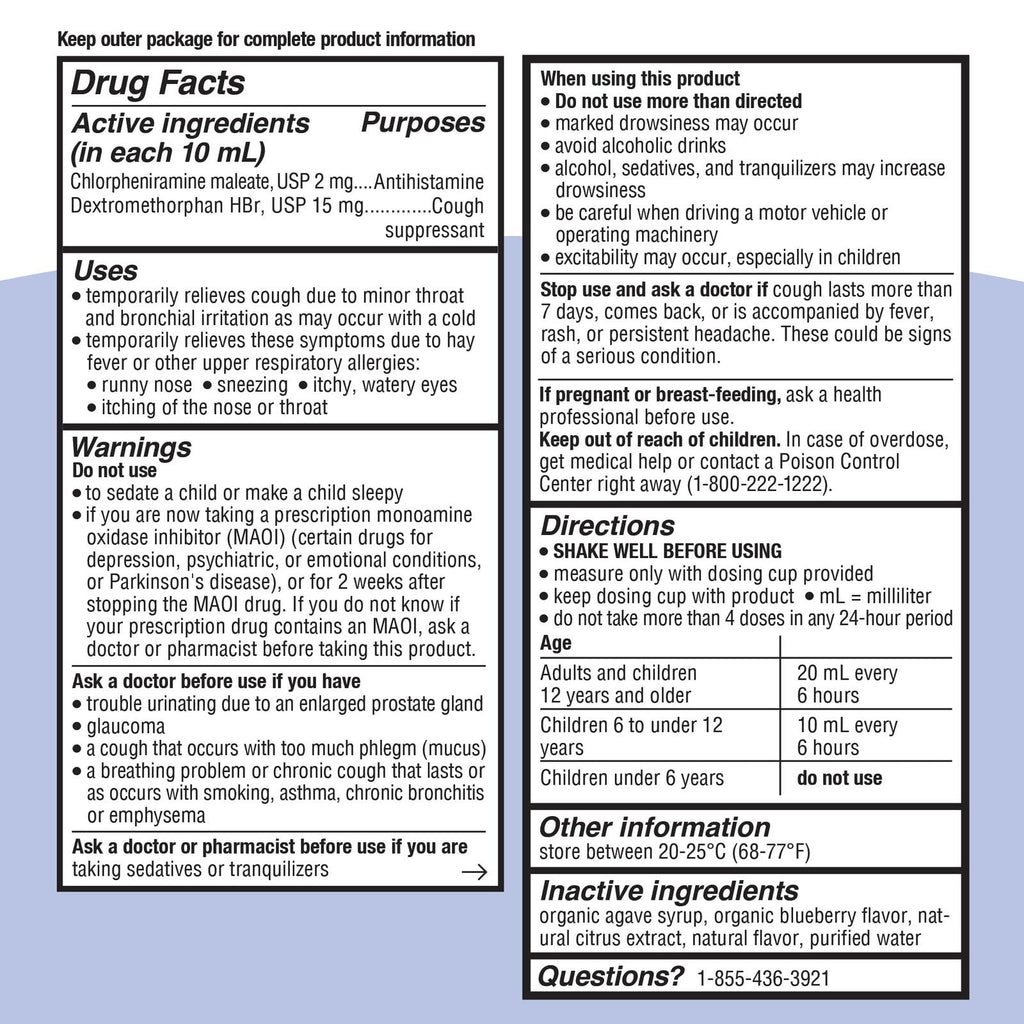 Genexa Clean Kids' Long-Acting Nighttime Cough Medicine, Dye Free, 0% Artificial