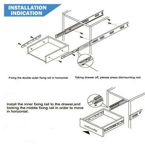 22 Inch Three-Section Nickel Slide Rail Track Furniture Closet File Cabinet