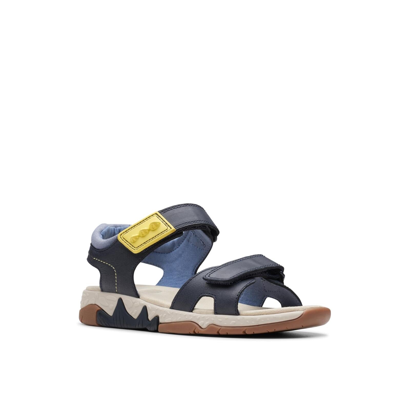 Clarks Spiney Step Flat Sandal, Navy, 9.5 Wide US Unisex Big_Kid