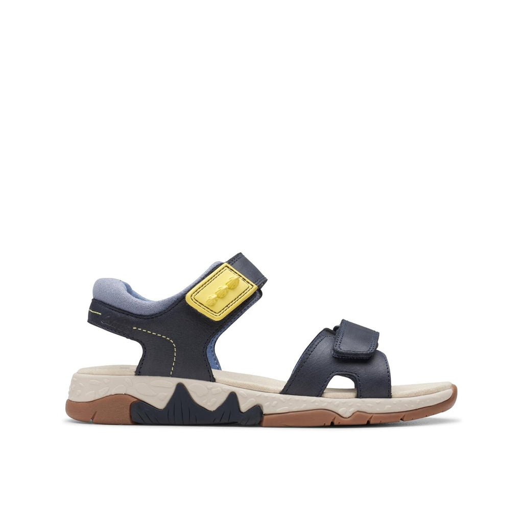 Clarks Spiney Step Flat Sandal, Navy, 9.5 Wide US Unisex Big_Kid