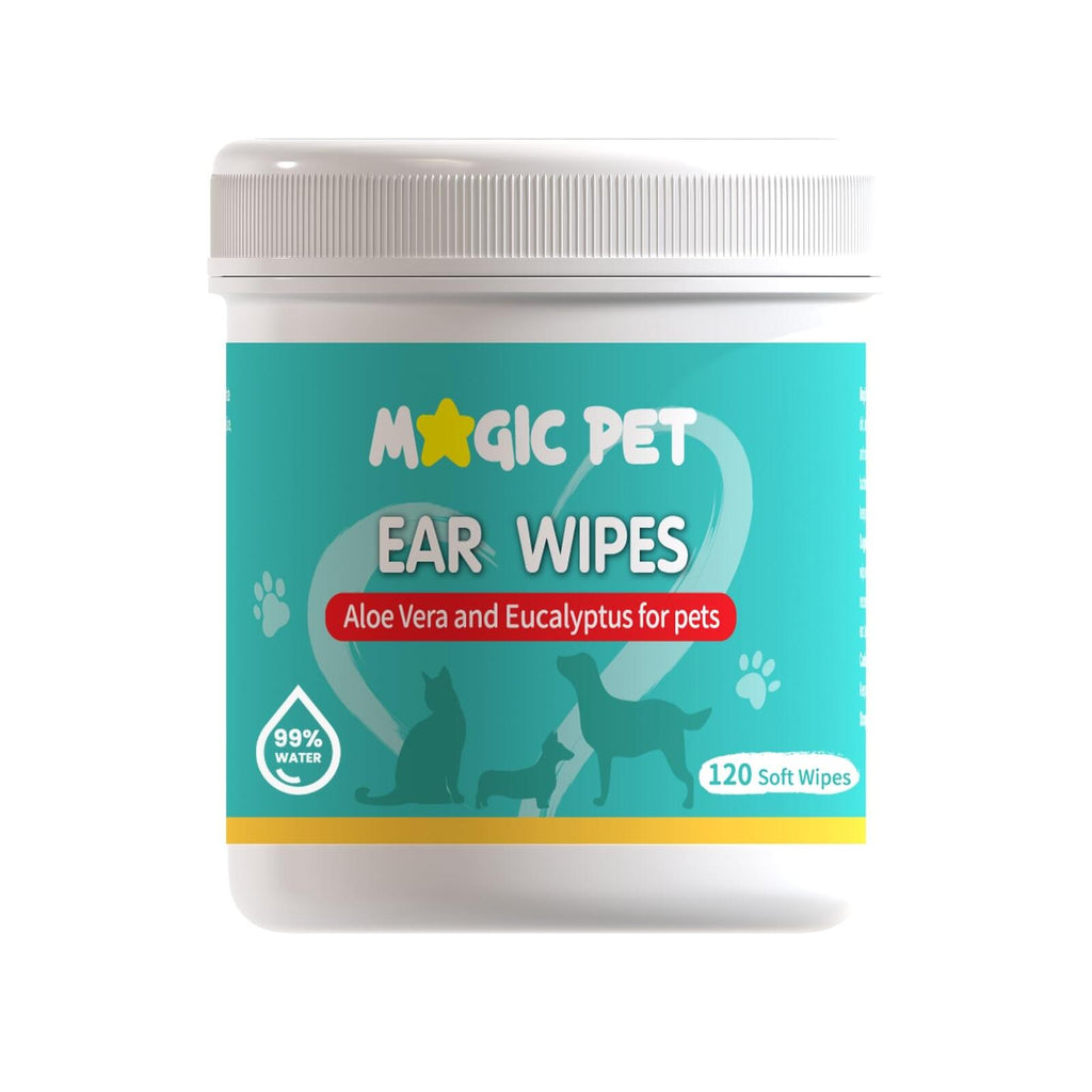 Magic Pet - Dog Ear Cleaner Wipes — 120 Grooming Wipes W/Aloe Vera & Eucalyptus