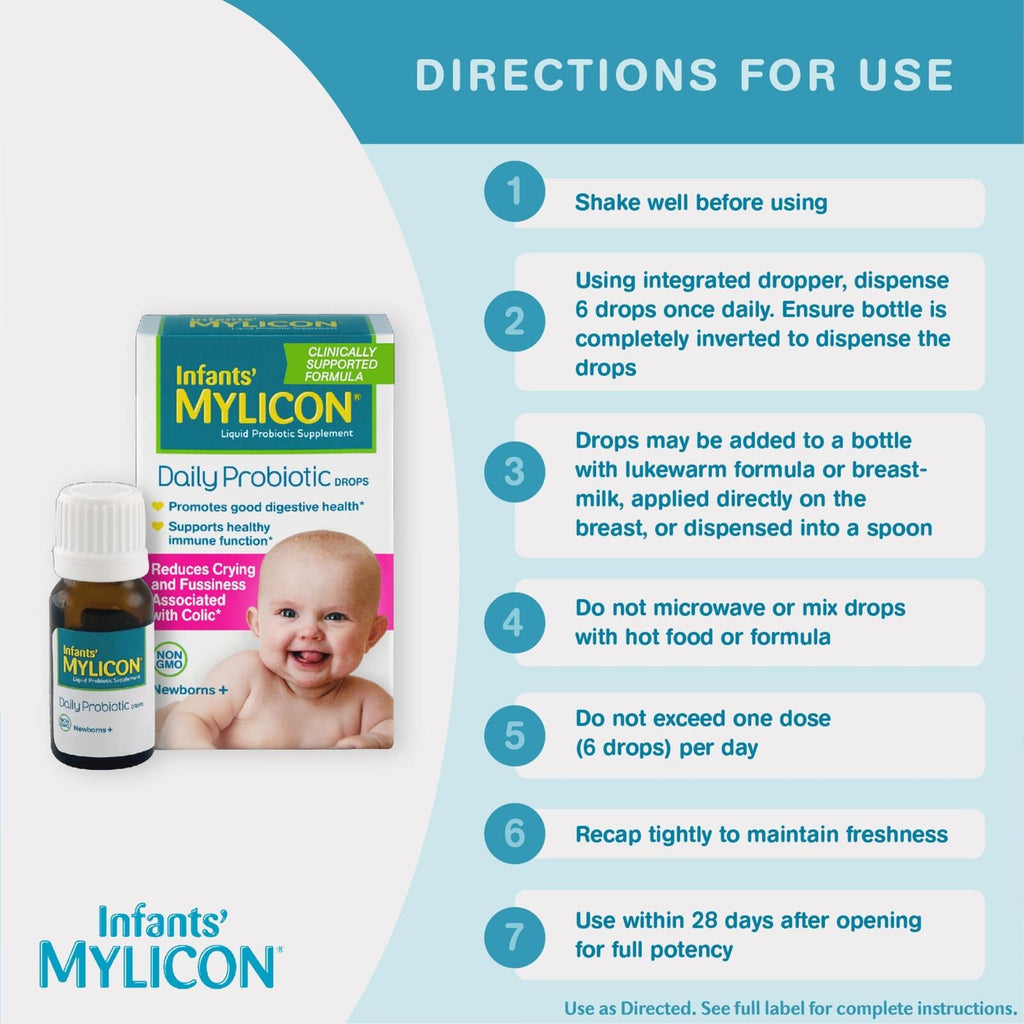 Infants' Mylicon Daily Probiotic Drops, for Colic and Fussiness, 8mL, 21 Daily