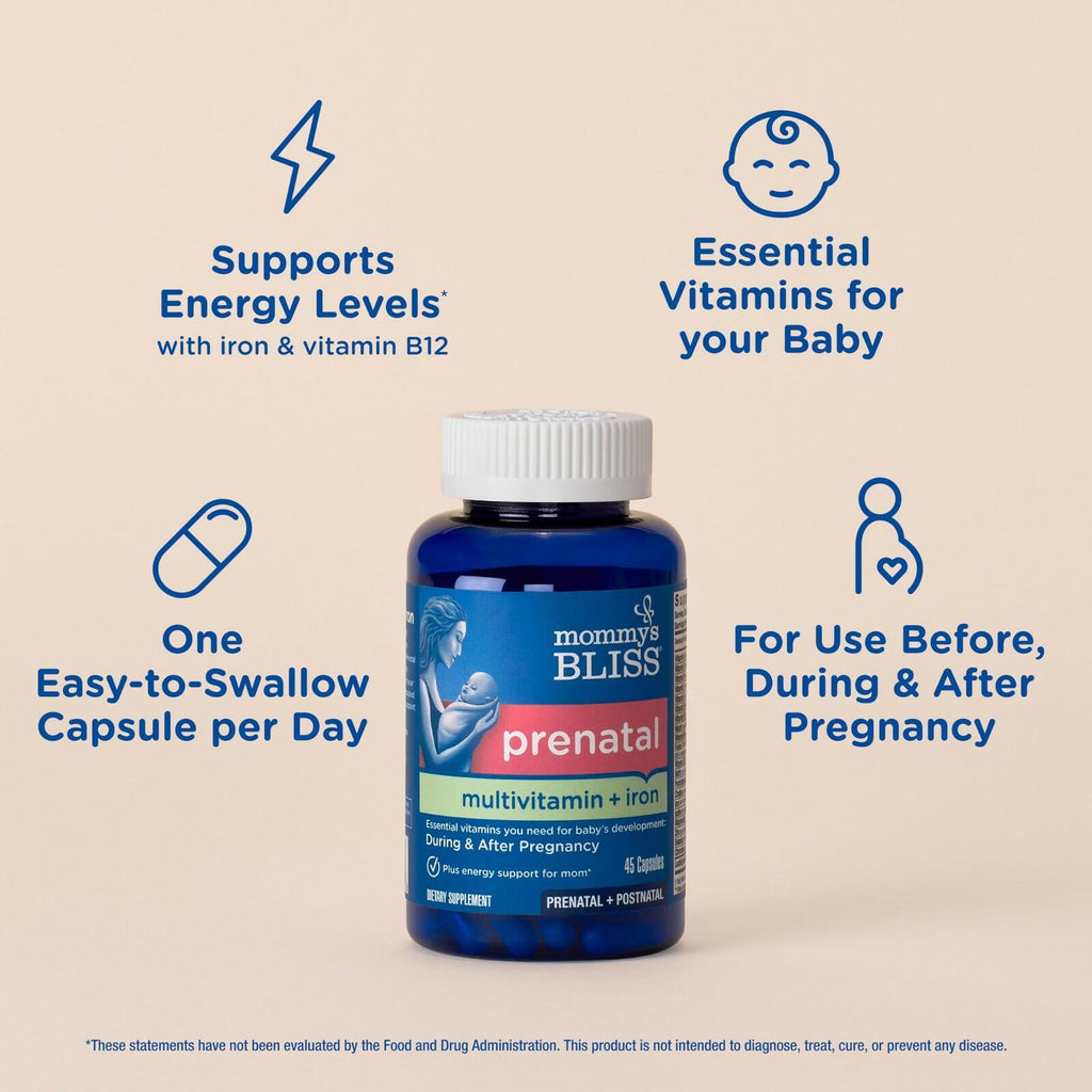 Mommy's Bliss Prenatal Multivitamin with Iron and Folic Acid, Supports Baby