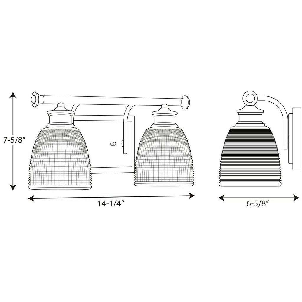 Lucky Collection 2-Light Frosted Prismatic Glass Coastal Bath Vanity Light
