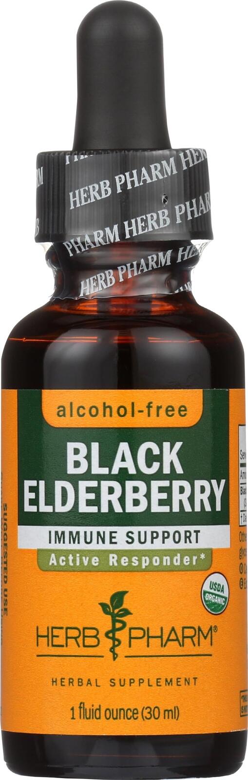 HERB PHARM Organic Black Elderberry Glycerite, 1 FZ/30 ml