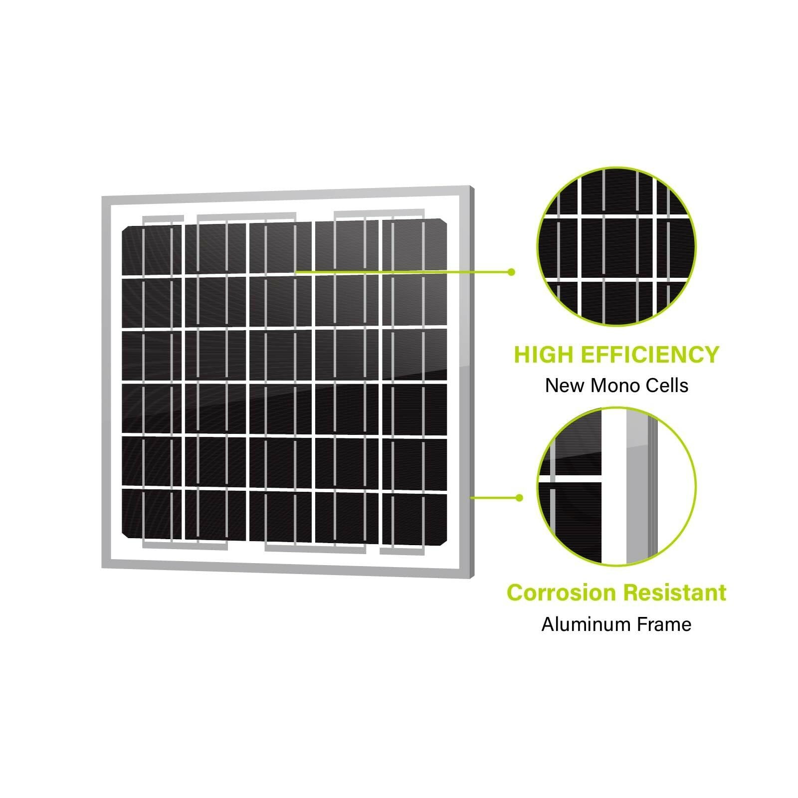 Newpowa 5W(Watts) 12V(Volts) 5W Monocrystalline 10BB Solar Panel Battery